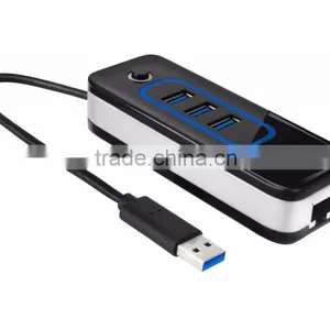 USB 3.0 to 1000 Gigabit Ethernet LAN Wired Network Adapter USB 3.0 to RJ45 With 3 Port USB3.0 Hub thumbnail-1
