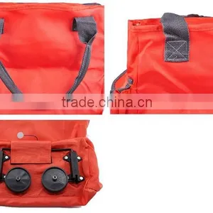 Orange Shoulder Folding Shopping Bags With Wheels GWB021 thumbnail-4
