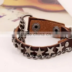 Punk Cool Men Womens Wide Genuine Leather Belt Bracelet Cuff Wristband Bangle thumbnail-5