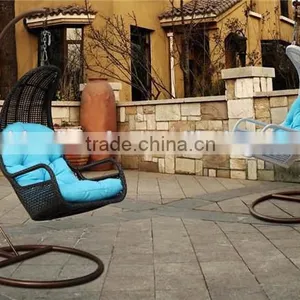 Patio Furniture Rattan Hanging Egg Chair With Metal Stand thumbnail-1