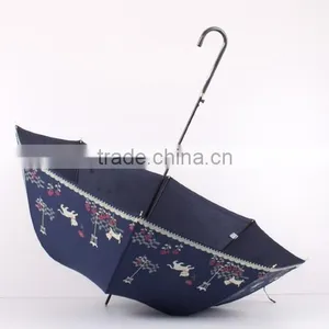 23 Inch Stick Crook Handle Cat Print Lady Umbrellas thumbnail-4