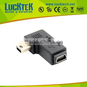 Left Angle Mini USB Extension Adapter, Left Angle Mini USB M/F thumbnail-1