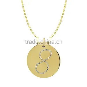 14k Yellow Gold Plating Collection In Number '8' Customize Design Pendants thumbnail-1