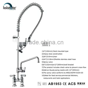 Commercial Kitchen 4''(102) Center Deck Mounted Pre-Rinse Unit With Add On Faucet (98006-2) thumbnail-1