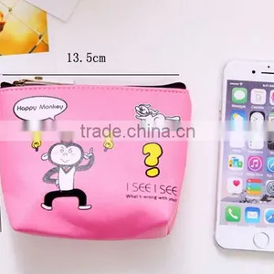 Best Promotion Gift Cute Zipper Mini PU Leather Cheap Cartoon Monkey Animal Printed Pouch Wallet Popular Fancy Euro Coin Purse thumbnail-4