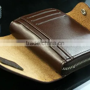 Billfold Multi Pockets Purse Card Holder Mens Zipper Leather Wallet thumbnail-5