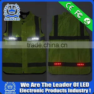 2016 Hot Selling LED Fluorescent Green Refletive Jacket For Road Safety At Night thumbnail-4