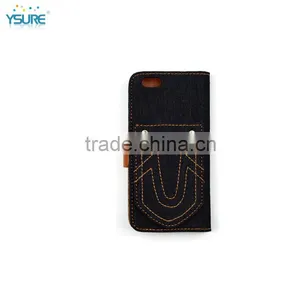 2015 New Design Unique Grid Pattern Denim Leather Case For Wiko Cink Slim 2 With Special Stand Back up thumbnail-3