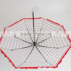 Umbrella With Lace Trimmings 3 Folding Cute Lace Umbrella thumbnail-4