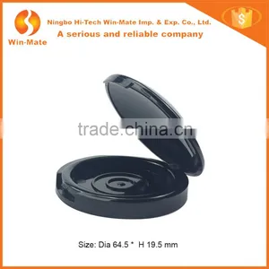 Round Unique Design Empty Black Cosmetic Backed Powder Container thumbnail-1