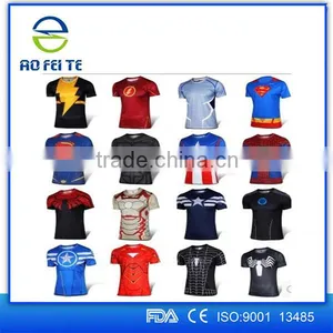 2016 New Style 100% Polyester Dry Fit Superhero t Shirts for Men thumbnail-1
