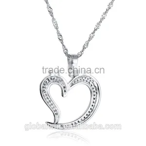 Custom Fashion Vietnam Silver Jewelry Diamond Heart Pendant Necklace thumbnail-1
