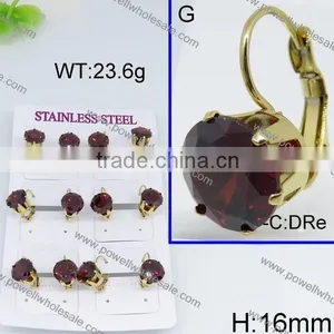 Hot Design Gold Plated Gemstone Stud Earring thumbnail-4