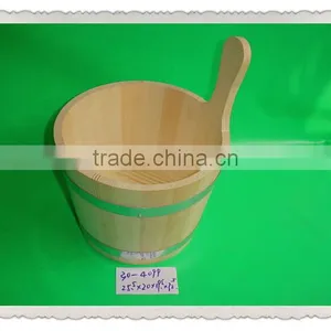 Decorative Wooden Storage Barrel With Handle thumbnail-1