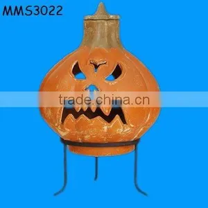 Terracotta Pumpkin Angry Face Chimenea thumbnail-1