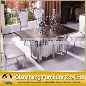 Hot Cake MDF Top Dining Table Set With Silver Frame thumbnail-1