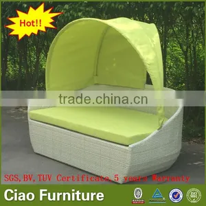 Outdoor Garden Rattan Day Bed With Canopy Poolside Sunbed Furniture thumbnail-5