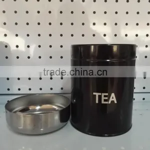 3PC Canister Set Stainless Steel Coffee Tea Sugar Jar Lid Kitchen Storage Black Can thumbnail-4