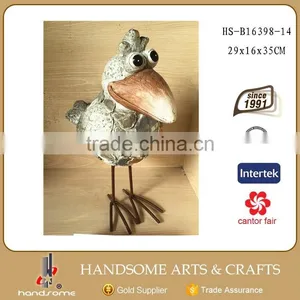 14 Inch Large Iron Craft Garden Stone Bird Carving Sculpture thumbnail-1