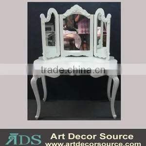 Pure White Dressing Table With Folding Mirror thumbnail-1