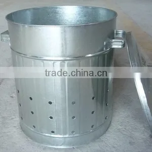 Large Metal Mobile Garbage Bin in Metal Color thumbnail-1