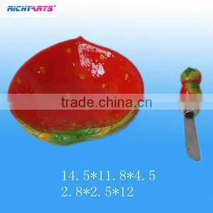 Hand Painted Ceramic Strawberry Plates With Spreader Knife thumbnail-1