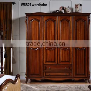 W6821Antique French Style Wardrobe/bedroom Wooden Wardrobe Design Pictures Wooden Clothes Wardrobe Designs thumbnail-1