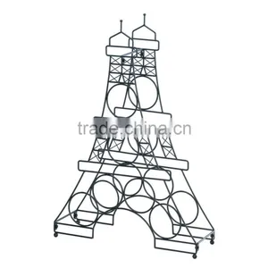 Hot Selling Black Iron Metal 6 Bottles Decor Eiffel Tower Wine Rack thumbnail-3