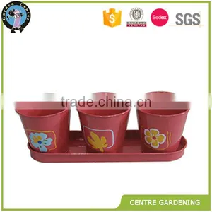 Cheap Hand Painting Metal Plant Planters and Pots With Tray thumbnail-5