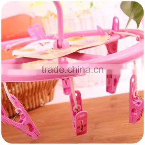 C186 Drying Clothes Plastic Hanger With Clips Round Shape thumbnail-3