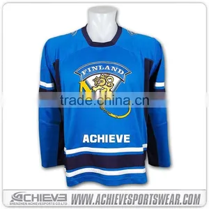 Wholesale Factory Custom Made High Quality Long Sleeves Low MOQ Blank Hockey Jersey thumbnail-2