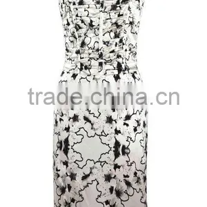 Elegant/graceful Spaghetti Strap Frill Top Tight Fit Chinese Style Print Long Maxi Dress thumbnail-2