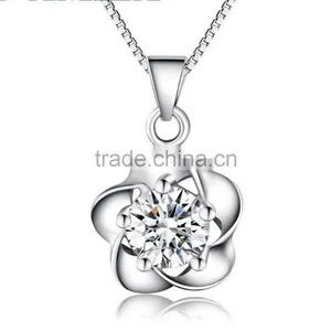 925 Sterling Silver Fashion Flower Shape Pendant With Rhodium Plated thumbnail-1