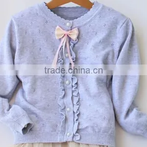 Namely Trendy Lastest Bow Ruffle Babies Girls Crochet Knit Sweater thumbnail-2