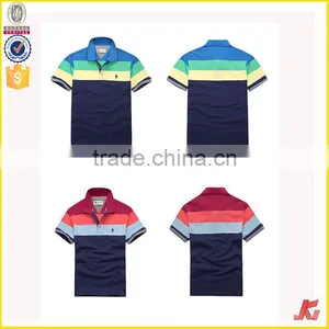 Plain Slim Fit Stretch Colorful Short Sleeve Wholesale Striped Polo Shirts For Men 100% Cotton thumbnail-1