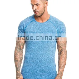 Heather Blue Spandex Dry Fit Men Training Fitted t Shirt thumbnail-2