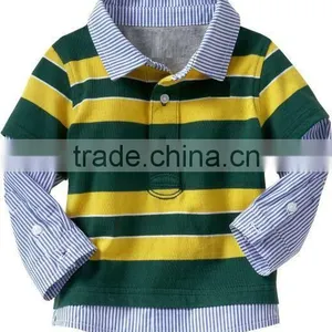BOYS LONG SLEEVE POLO SHIRT WITH PLAID COLLAR & CUFFS thumbnail-1