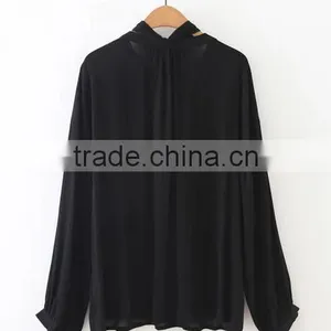 Runwaylover EY2356B Hot Sale 2017 Ladies Elegant Stand Collar Loose Blouse thumbnail-6