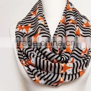 Fox Pattern Chiffon Infinity Scarf, Circle Scarf, Loop Scarf, Scarves, Shawls, Spring Fall Winter Summer Fashion Gift Ideas for thumbnail-3