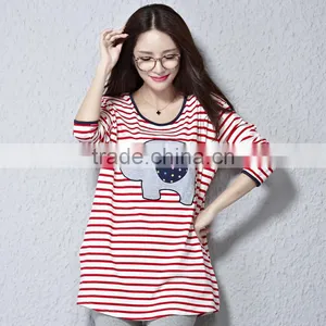 Autumn T-shirt, Maternity T-shirt, Big Size T-shirt, Long Sleeve Stripe T-shirt thumbnail-1