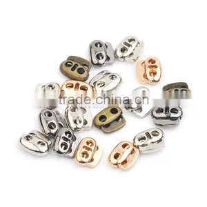 4 Colors Small Oval Metal Alloy Stoppers Toggle Cord Locks Drawstring Lock Two Holes for 3mm Bungee Cord STP-018 thumbnail-3