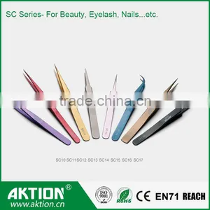 Fine Tip Mirror Polish Eye Brow Tweezers Beauty Tweezers SC Series thumbnail-1