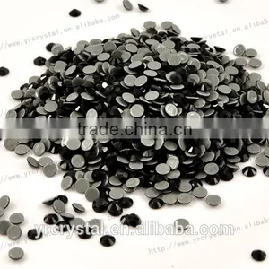 Round Shape Jet Color With Silver Foiling Hotfix Iron on Rhinestones thumbnail-1