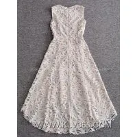 High Quality Designer Clothing Women Fashion Short Front Long Back Sleeveless Lace Party Dress thumbnail-3
