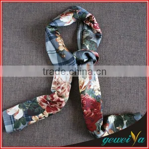 Flower Twill Digital Print Silk Scarf thumbnail-1