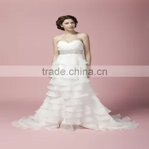 Elegant Fishtail Skirt Wedding Dress 2017 Beaded Waist Pleated Top Mermaid Layered Bridal Gown AS279 thumbnail-1