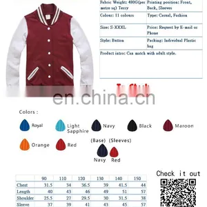 2015 New Customized Logo Printed or Blank 480 Grams Kids Baseball Jacket thumbnail-1