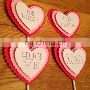 Newest Custom Heart Shaped Paper Cupcake Topper Wedding Cake Decor thumbnail-1