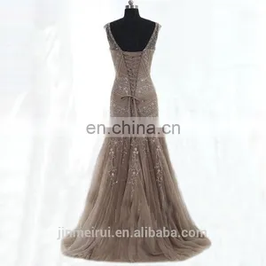Vintage V-Neck Mermaid Evening Dresses Formal Long Mother of The Bride Dress Prom Gown Vestidos thumbnail-3