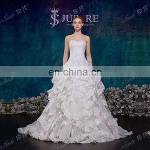 2015 Newest Design Sweetheart Neckline Tired Lace Appliqued Wedding Dresses Cascade Imported From China thumbnail-1